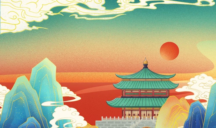 国潮风插画图片(1920x1200)psd模版下载