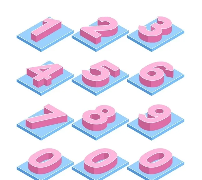 立体粉色数字图片ai矢量模版下载