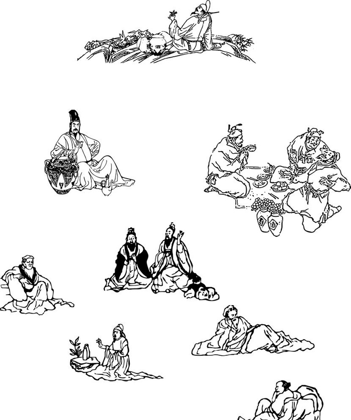 饮酒图图片ai矢量模版下载