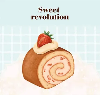 手绘蛋糕甜品插画图片