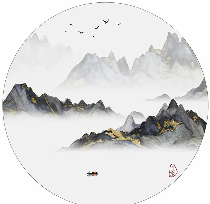 意境禅意山水水墨画图片(4208x4220)