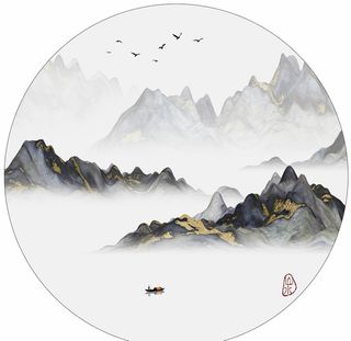 意境禅意山水水墨画图片