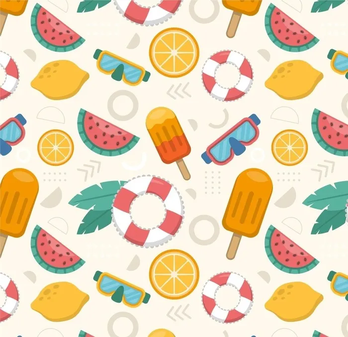 手绘夏日背景图片ai矢量模版下载