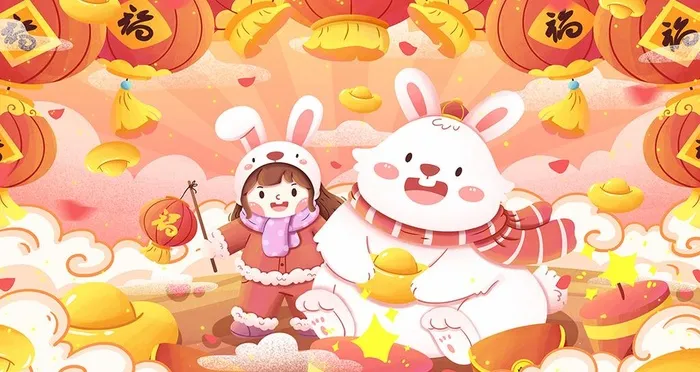 兔年插画图片(3840x2160)psd模版下载