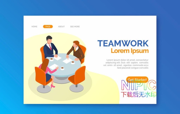 团队合作图片ai矢量模版下载