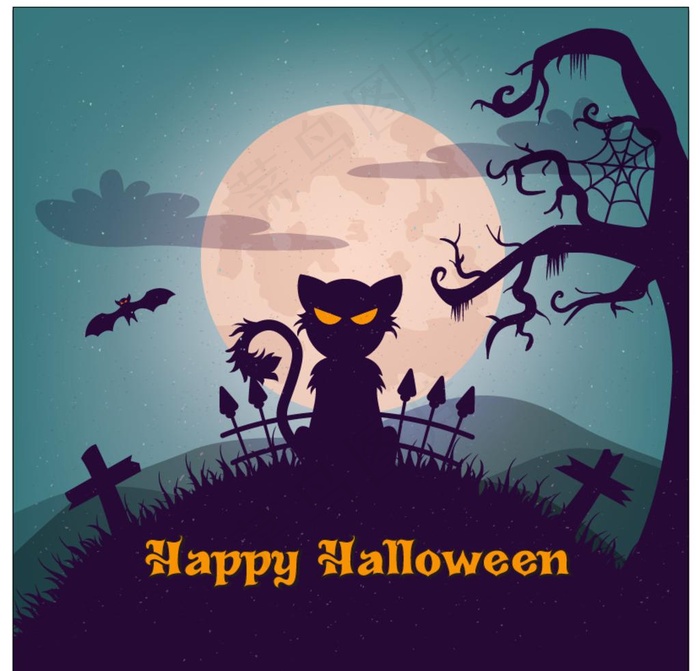 邪恶猫万圣节插图图片