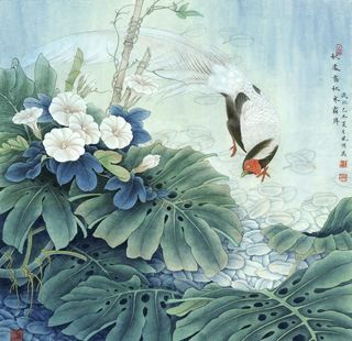 国画名家名作秋处露秋寒霜降荷花图片