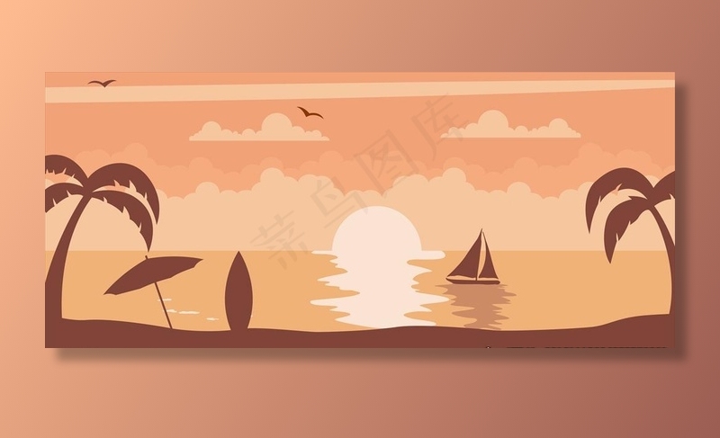 海边插画图片