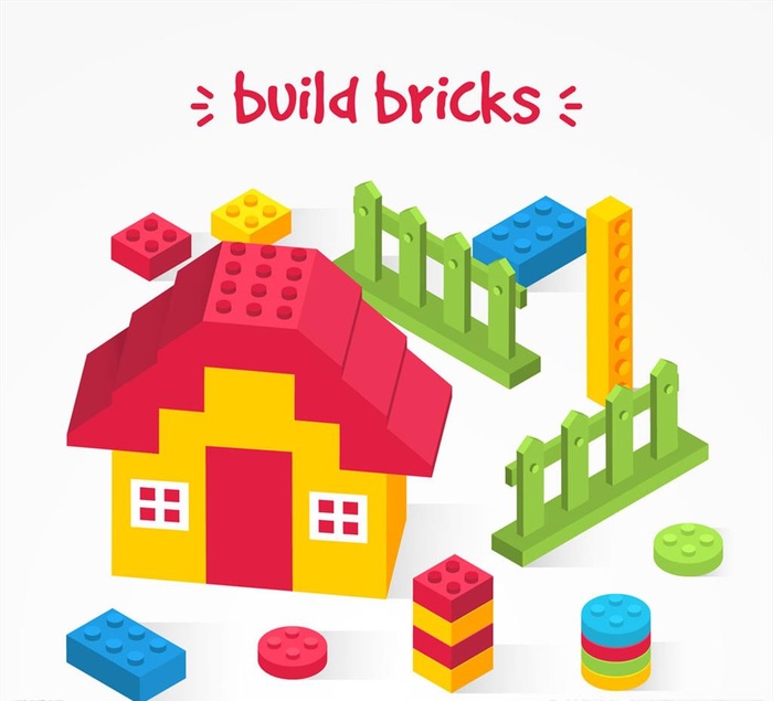 彩色乐高积木拼成的房屋图片
