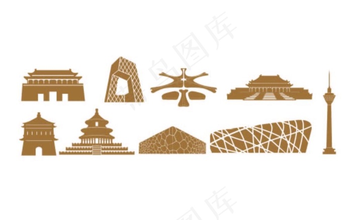 北京中轴线建筑图片ai矢量模版下载
