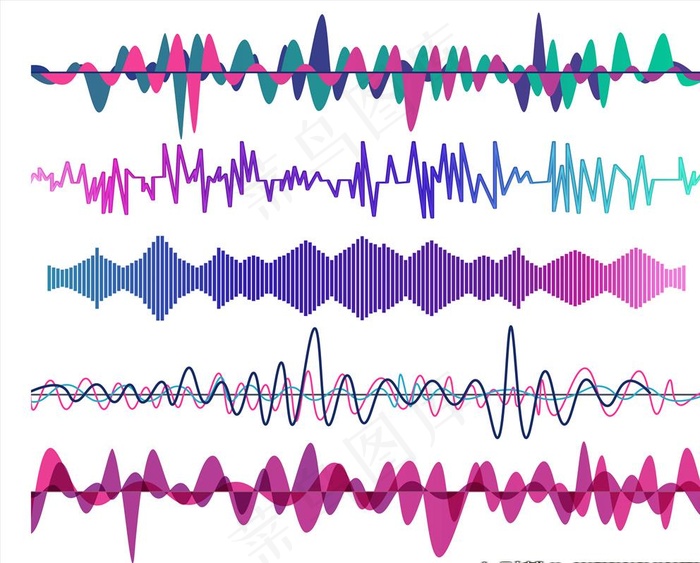 波浪线 声波 曲线图片ai矢量模版下载