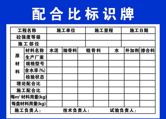 配合比标识牌图片(2268x1701)psd模版下载