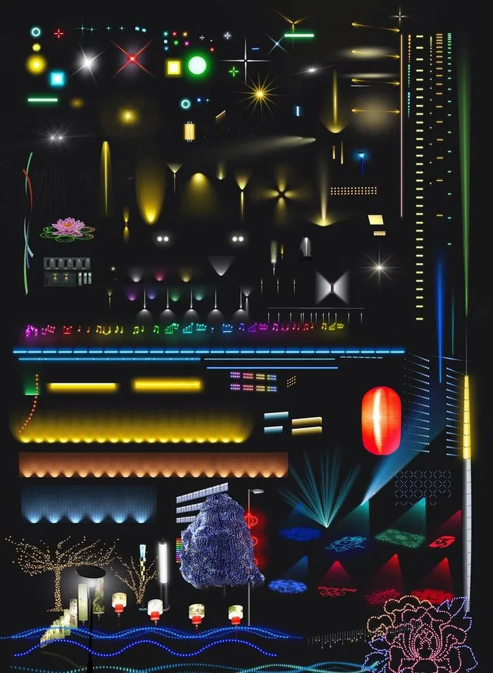 夜景照明灯效图片psd模版下载