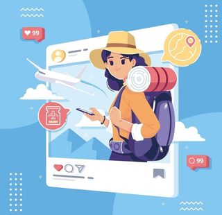 扁平化旅行旅游创意插画图片