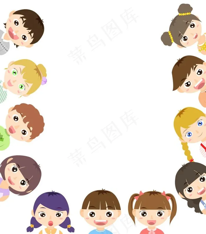 卡通手绘小孩子图片(2556x3000)psd模版下载