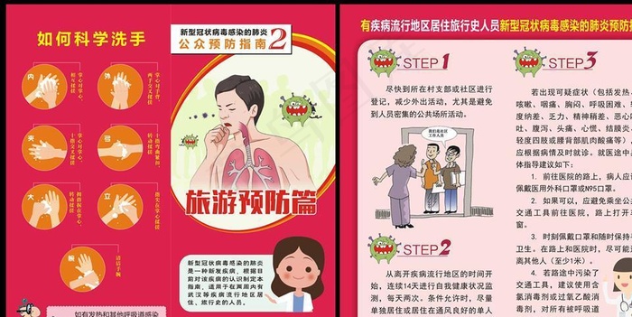 新冠病毒旅游预防篇指南对折页图片