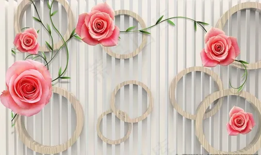 3d圆圈花藤玫瑰图片 3d圆圈花藤玫瑰图片