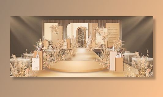 香槟色婚礼主舞台效果图图片