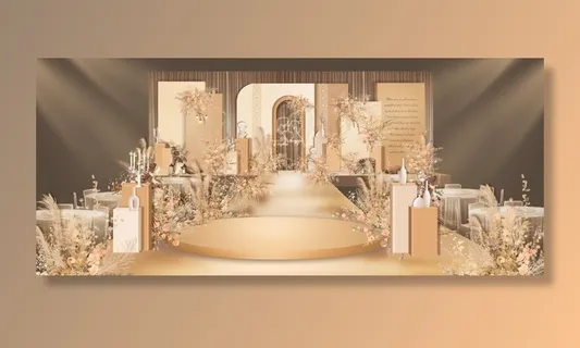 香槟色婚礼主舞台效果图图片