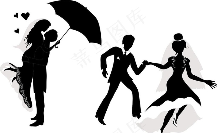 新郎新娘剪影图片