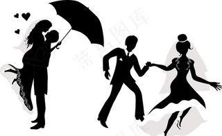 新郎新娘剪影图片