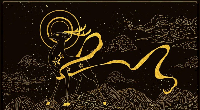 敦煌壁画线条复古古风背景素材图片