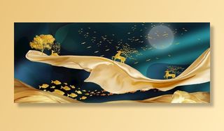 新中式麋鹿装饰画图片