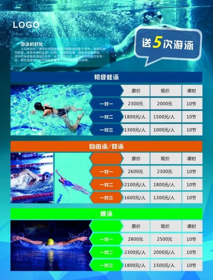 游泳价目表 健身房 恒温泳池图片cdr矢量模版下载