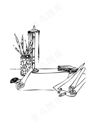 矢量笔墨纸砚图片