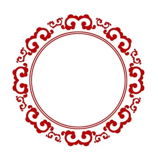 祥云圆形边框手绘图片