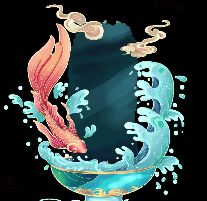 国潮海浪碗鲤鱼图片