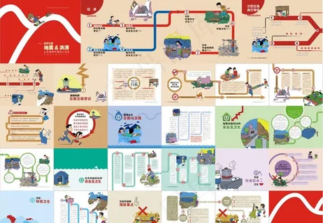 自然灾害应急防病手册画册设计