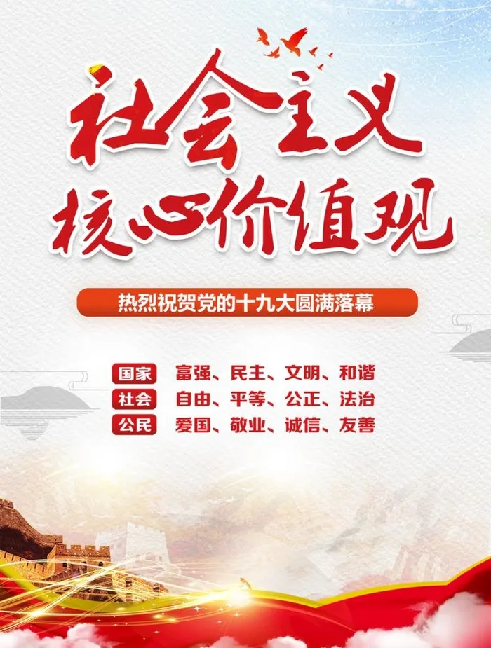 *核心价值观党建海报挂画图片(1444x1969)psd模版下载