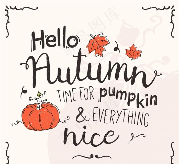 彩绘秋季南瓜艺术字矢量素材图片
