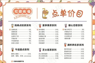 奶茶价目单图片
