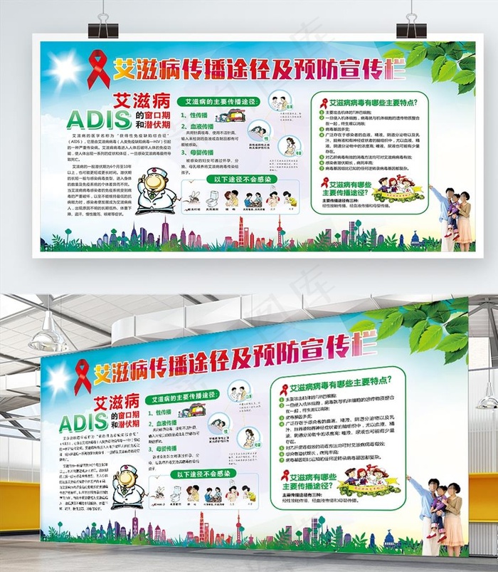 艾滋病预防展板图片cdr矢量模版下载