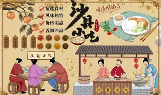 沙县小吃背景墙PSD模板下载图片
