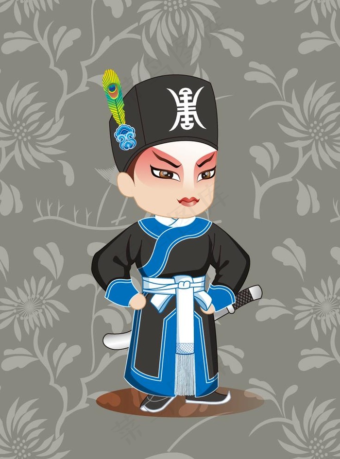 京剧演员衙役头 矢量图图片