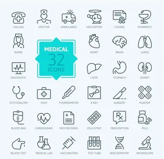 矢量线性医疗卫生图标ICON图片