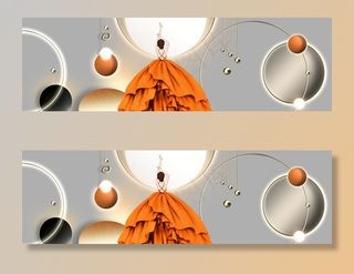 抽象美女几何图形装饰画图片