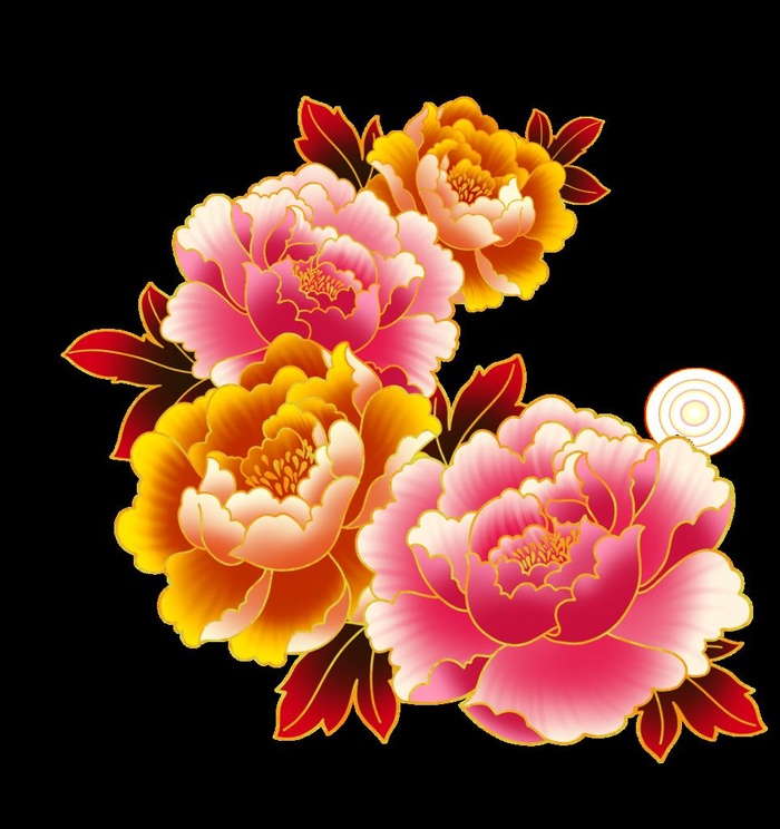 牡丹花插画素材图片(1946x2000)psd模版下载