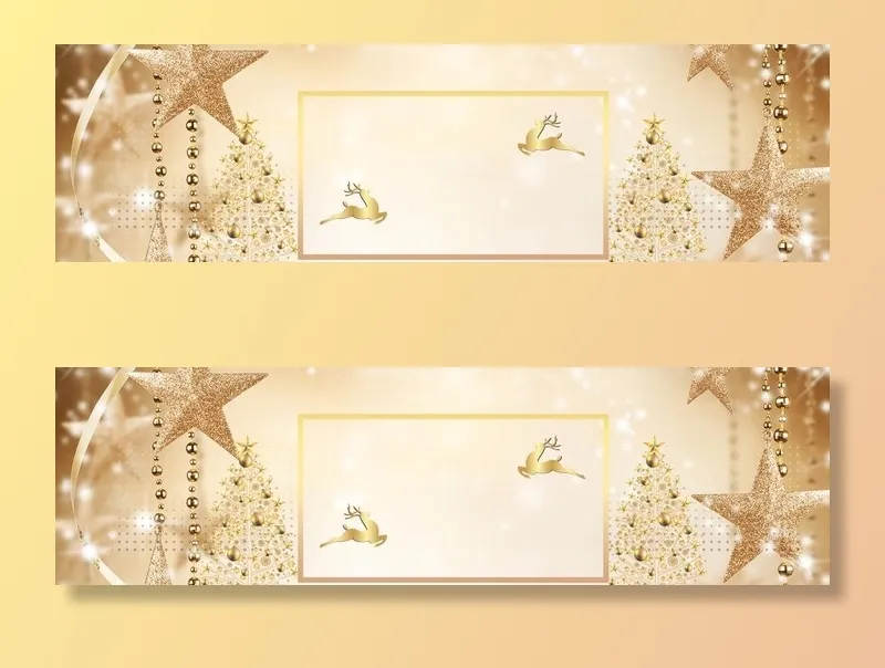 金色圣诞节banner背景图片(1920x600)psd模版下载