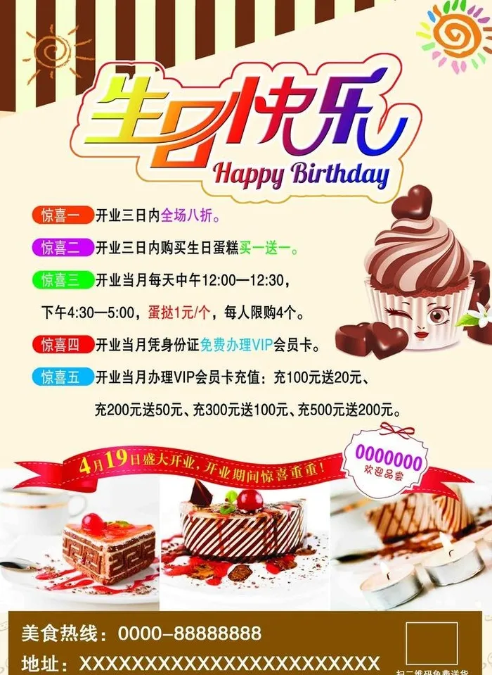 生日蛋糕彩页海报版面素材内容图片(2480x3508)psd模版下载