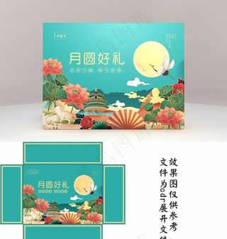 中秋礼盒 月饼包装平面展开图图片