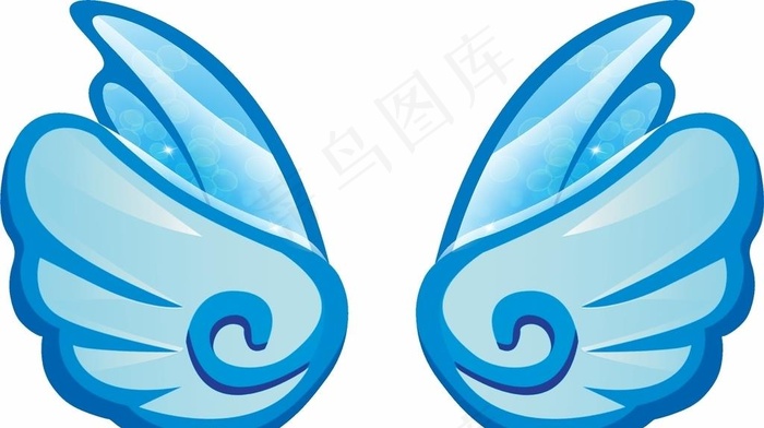 蓝色翅膀 卡通翅膀图片