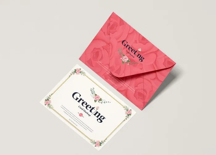 带信封贺卡样机PSD图片(5000x3750)psd模版下载