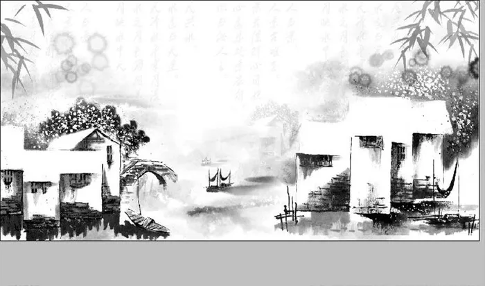 水墨烟雨江南小镇图片(5906x2953)