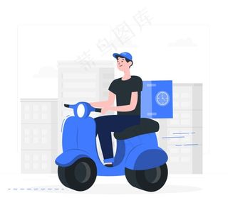 外卖送餐员插画图片