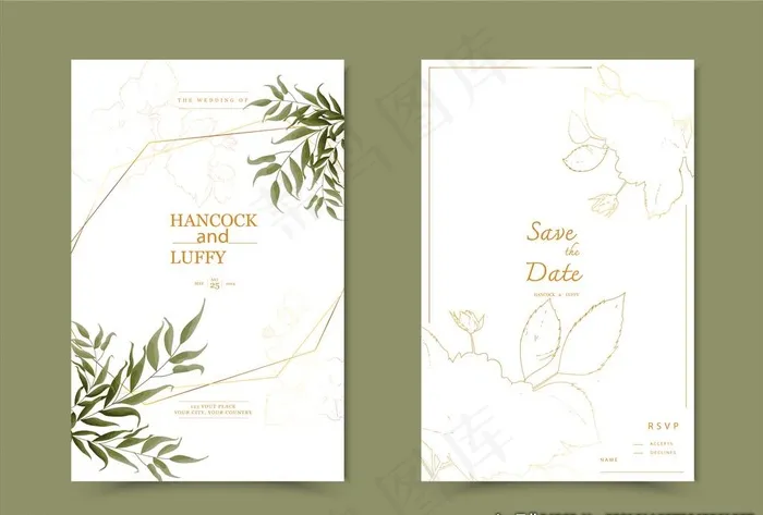 婚礼邀请卡图片eps,ai矢量模版下载