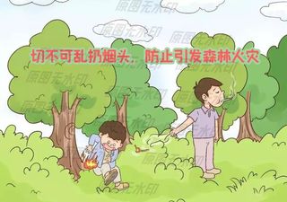 森林防火漫画一乱扔烟头引发火灾图片